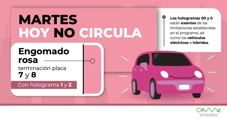 Programa Hoy No Circula: Los autos que no circulan el martes en CDMX y Edomex