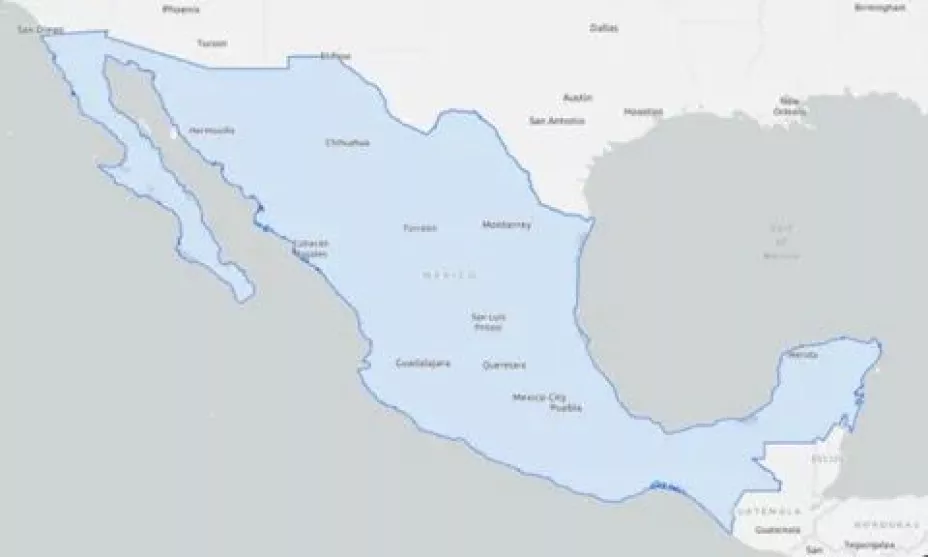 Áreas de México donde los ciudadanos mexicanos ahora pueden solicitar una cita CBP One