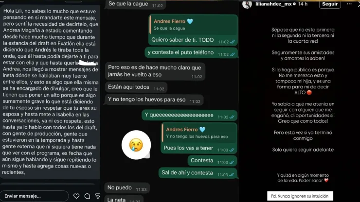 Aunque ahora me tachen de infiel, no tengo nada que ocultar Andrés Fierro responde ante las acusaciones de Liliana Hernández interno