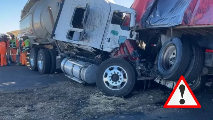 Tráfico en Aguascalientes hoy: Dos tráilers en un aparatoso choque en el libramiento norte; no hay paso