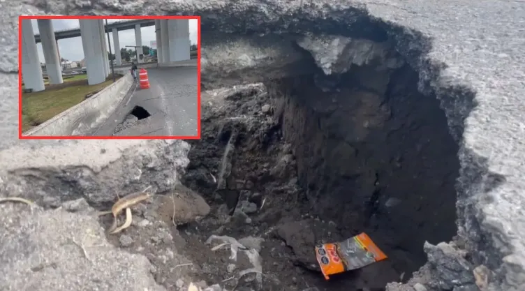 Socavón en Iztapalapa: riesgo para conductores en Puente de la Concordia