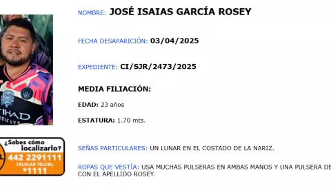 José Isaías García Rosey desaparecido