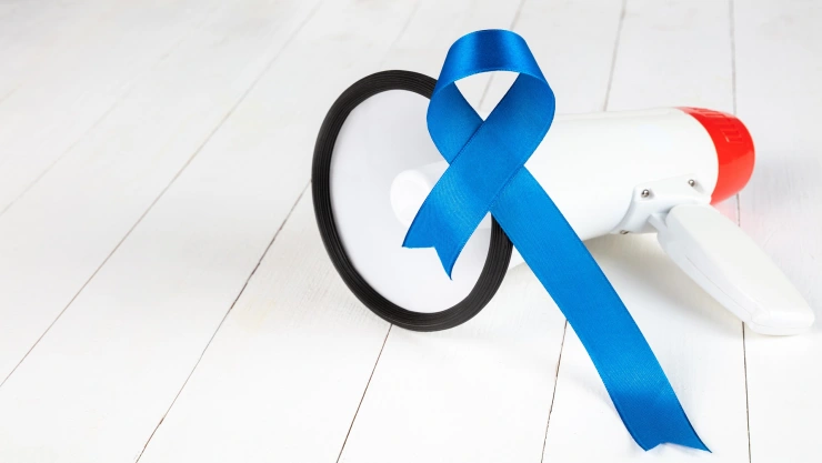 Blue ribbon symbolic of prostate cancer awareness campaign and men’s health in November