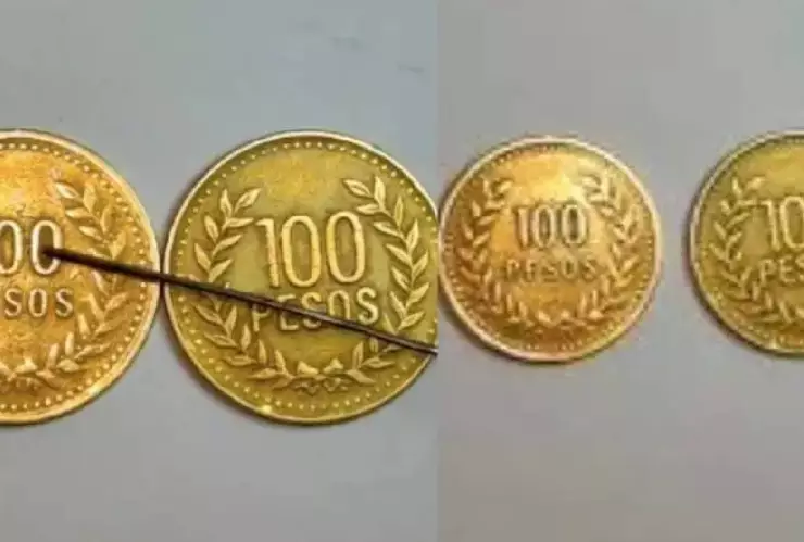 diferencia moneda de 100 pesos colombianos
