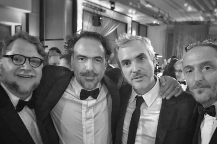 Alfonso, Guillermo e Iñárritu blanco y negro.jpg