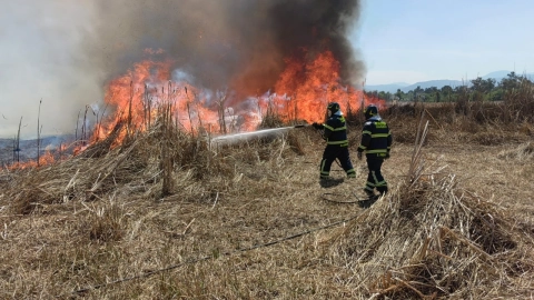 Arde zona de pastizales en la alcaldía Xochimilco