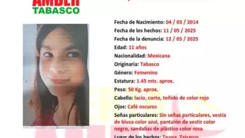 Génesis del Carmen Alerta Amber Tabasco