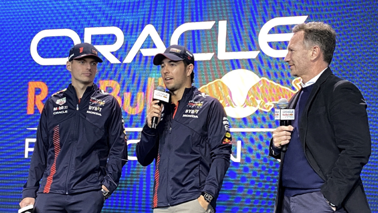 Vesrtape, Checo P&eacute;rez y Christian Horner 