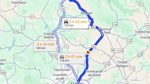La ruta de CDMX a Pueblo Nuevo