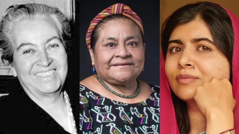 Gabriela Mistral, Rigoberta Menchú y Malala Yousafzai.png