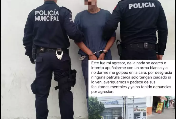 Hombre presuntamente armado en Progreso fue detenido tras agresión a un transeúnte