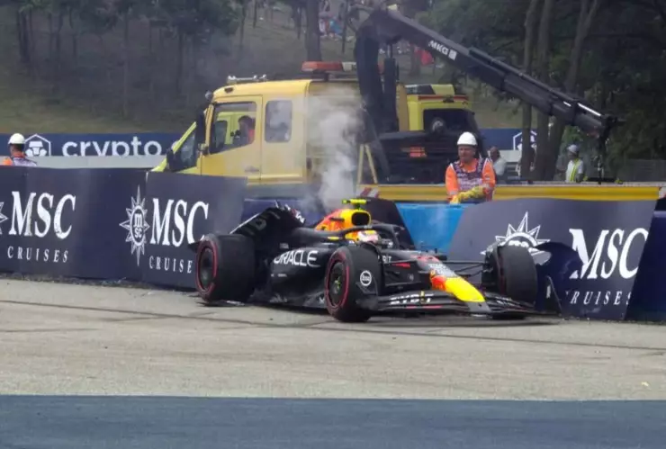 VIDEO: Así quedó el auto de Checo Pérez tras fuerte choque en la qualy del GP de Hungría 2024
