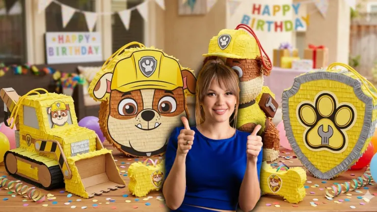 5 diseños de piñatas caseras de Rubble de Pay Patrol para celebrar los cumpleaños de los niños