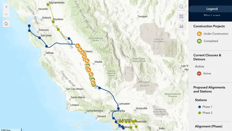 La construcción del tren de alta velocidad avanza en California.