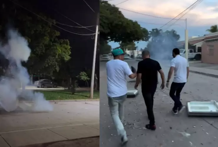 Refrigerador y lavadora explotados con cohetes