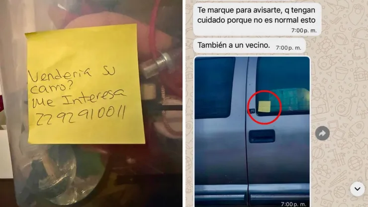 Conductores reportaron la aparición de notas en vehículos estacionados en distintos puntos de Veracruz