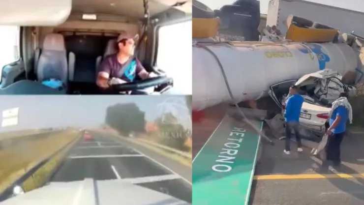 VIDEO: Espeluznante volcadura de una pipa tras ser impactada por un vehículo en la carretera