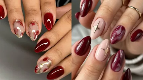 uñas en color vino diseños para mujeres mayores