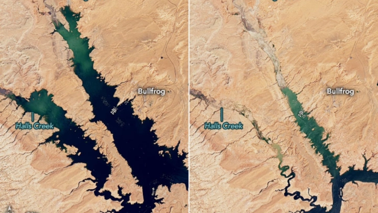 Sequía deja sin agua al lago Powell.