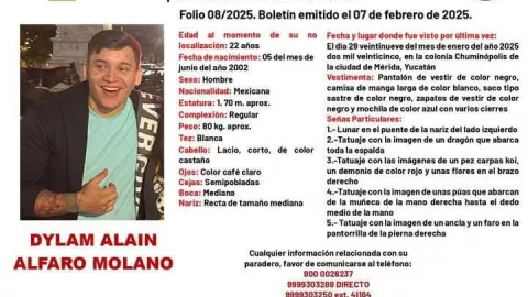 Caso Dylam Alain: Continúa la búsqueda del joven de 22 años desaparecido en Yucatán