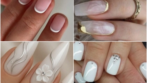 diseño de uñas blancas decoradas