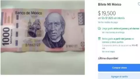 Piden un dineral por billete de mil pesos de Miguel Hidalgo