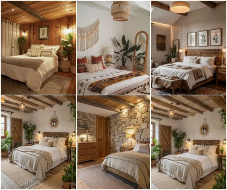 diseño de dormitorio rústico