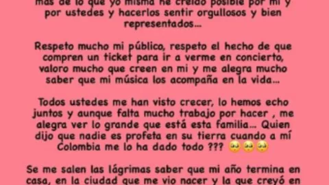 Karol G comparte emotivo mensaje en Instagram para todos sus seguidores