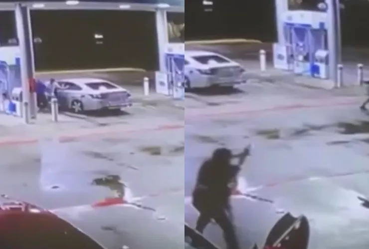 Imágenes de una cámara de video en donde se ve el falso crimen y los disparos.