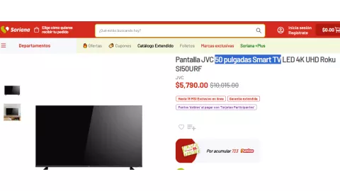 Soriana TV JVC 50 pulgadas