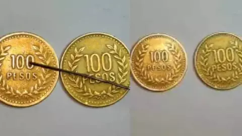 diferencia moneda de 100 pesos colombianos