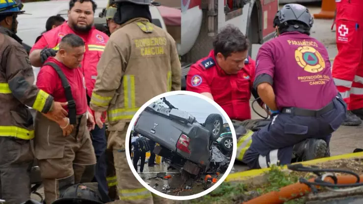 El dolor en el rostro de los rescatistas: Bomberos rompen en llanto tras atender mortal accidente en Cancún