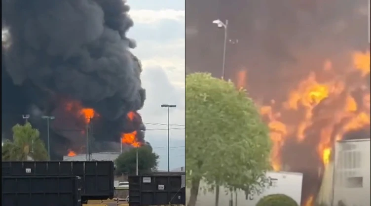 Incendio fuera de control arrasa con bodega en Parque Industrial Querétaro (VIDEO)