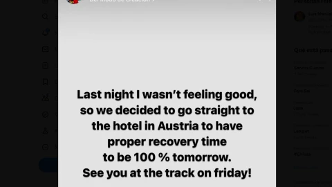 Checo Pérez explicó en sus redes sociales su estado de salud previo al GP de Austria