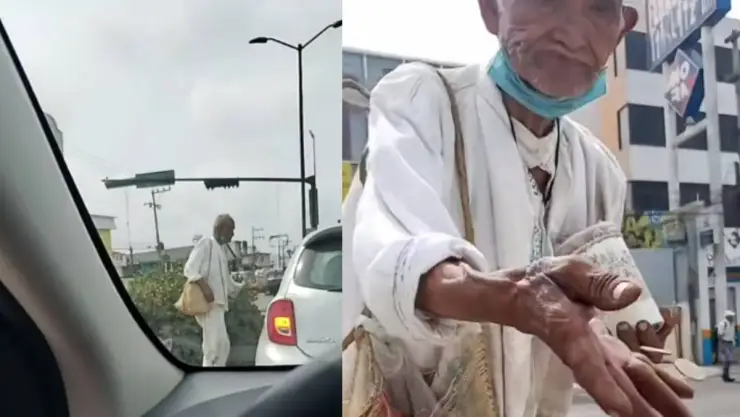 Abuelito avienta monedas.