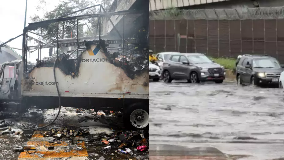 ¡Vandalizan e incendian camión! Un grupo de manifestantes bloqueó el acceso al Campo Militar número 1