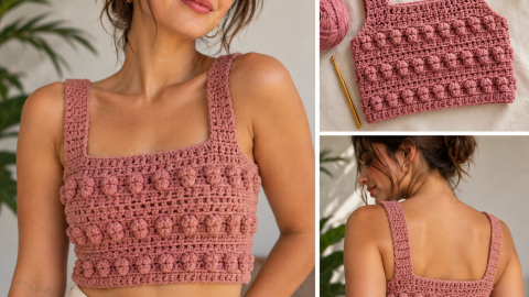Crop top con textura de crochet
