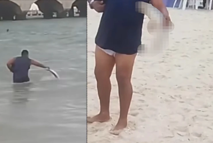 VIDEO: Cría de tiburón es sacado de las costas yucatecas y desata INDIGNACIÓN; estó pasó al final