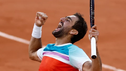 Marin Cilic en la semifinal de Roland Garros ante Andrey Rublev