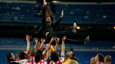 Cholo Simeone festeja título con el Atlético de Madrid
