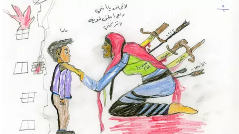 Niñas y niños sirios dibujan su sufrimiento por la guerra