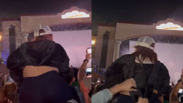 Mujer arrojada en presentación de Natanael Cano