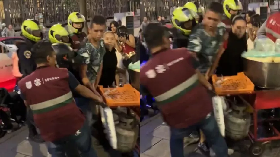 VIDEO Policías le tiran puesto de elotes a familia