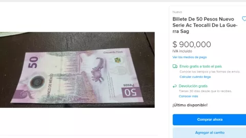 Hasta 900 mil pesos por este billete de 50 pesos con el ajolotito