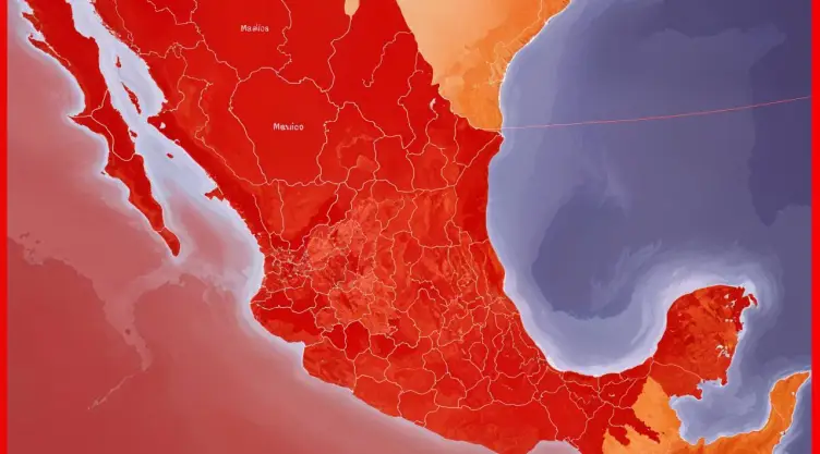 Mapa de México en color rojo