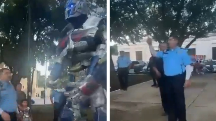 Policías de Mérida “arrestan” a Óptimus Prime
