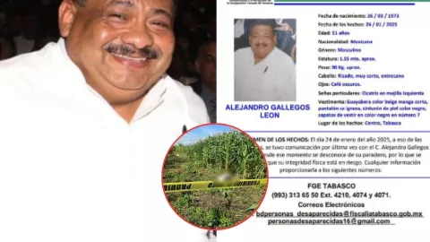 Hallan muerto al periodista Alejandro Gallegos en maizales de Tabasco