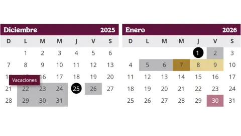 ¿Cuándo son las vacaciones de invierno?