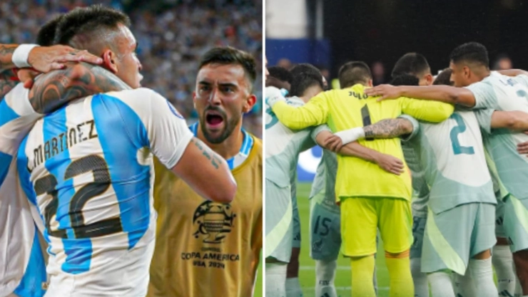 Jugadores de Argentina y México en la Copa América 2024