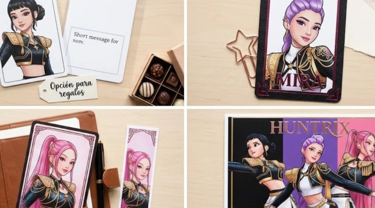 4 photocards de Huntrix para personalizar tus regalos y decorar tu colección